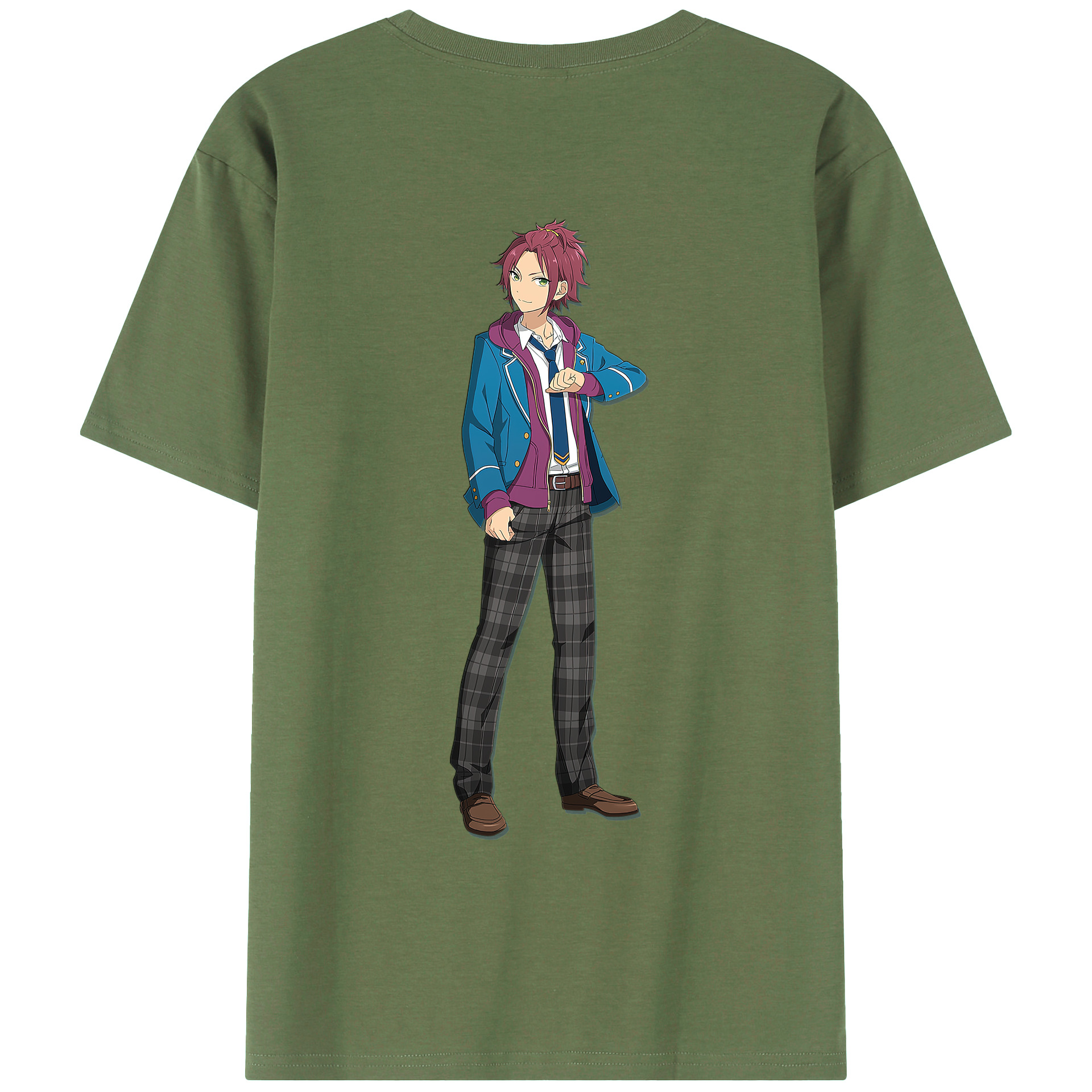 （画像用） あんさんぶるスターズ! Ensemble Stars 綿100％ メンズ半袖Tシャツ（バックプリント） 通気性